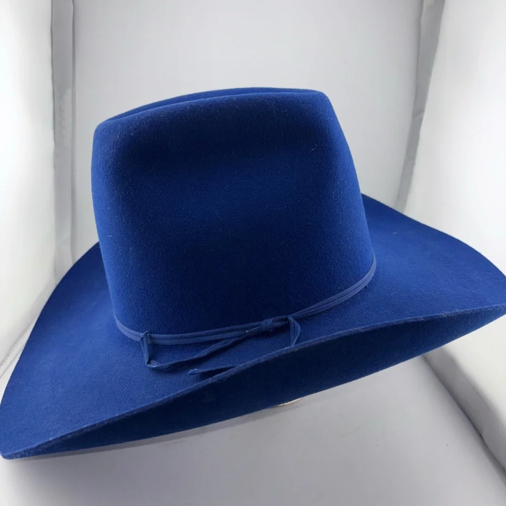 Vintage American Hat Makers Blue Cattleman Cowboy Hat Felt Size 6 7/8 - Picture 12 of 15
